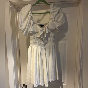 Lulus White Square Neck Puff Sleeve Babydoll Dress- size small